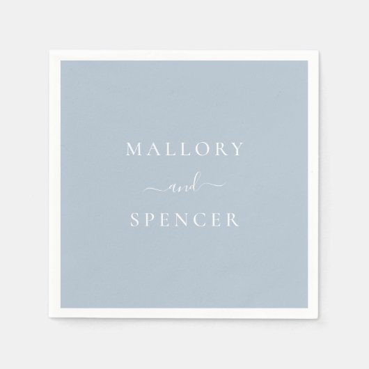 ダスティー伝統的ブルーエレガントな結婚式 スタンダードカクテルナプキン (正面)