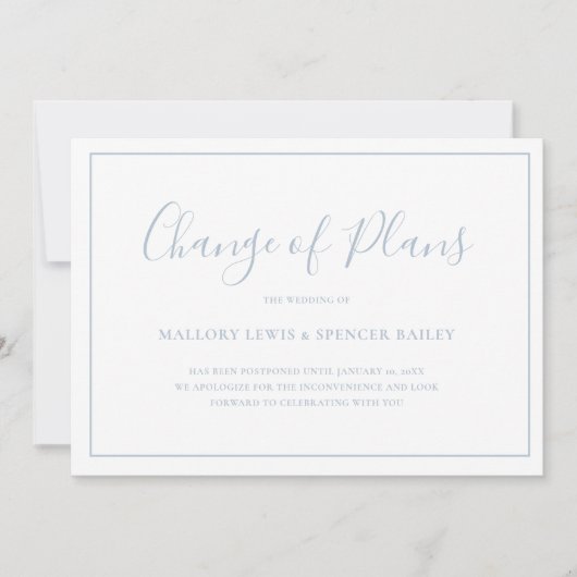 ダスティー伝統的ブルーエレガントな結婚式 セーブザデート (正面)