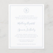 ダスティー伝統的ブルーバジェット結婚式招待状 (正面)