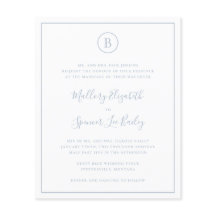 ダスティー伝統的ブルーバジェット結婚式招待状