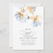 ダスティー婚約したブルー婚約パーティ写真 招待状 (正面)