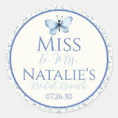 ダスティー恋しく思ブルーへミセスカスタムフローラブライダルシャワー ラウンドシール (正面)