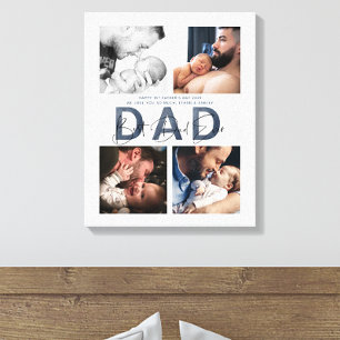ダスティー最高のブルーパパEver 4 Photo 1st Father's Day キャンバスプリント