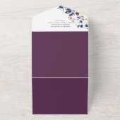 ダスティー王室のブルーパープルブロム結婚ズ オールインワン招待状 (外側)