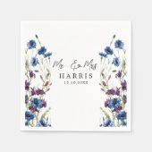 ダスティー王室のブルーパープル開花結婚ズ スタンダードカクテルナプキン (正面)