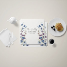 ダスティー王室のブルーパープル開花結婚ズ スタンダードカクテルナプキン