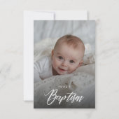 ダスティー男女兼用ブルーバプテスマ少年の少女の写真 招待状 (裏面)