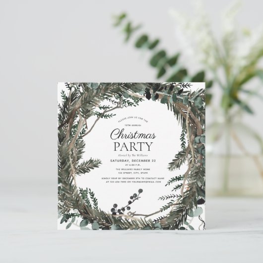 ダスティー素朴ウィンターリースクリスマスパーティー 招待状 (スタンド正面)