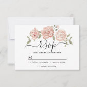 ダスティー素朴ピンクローズフローラ結婚式RSVPカード 出欠カード (正面)