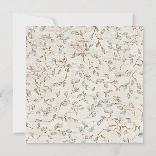 ダスティー素朴ブルークリームフローラブライダルシャワー 招待状 (裏面)