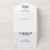 ダスティー素朴ブルーグレーフローラ写真結婚の オールインワン招待状 (外側)