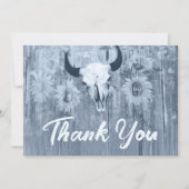 ダスティー素朴ブルーサンフラワーズブルスカル サンキューカード (正面)