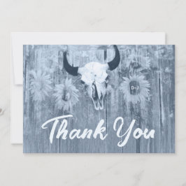 ダスティー素朴ブルーサンフラワーズブルスカル サンキューカード