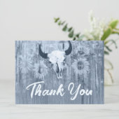 ダスティー素朴ブルーサンフラワーズブルスカル サンキューカード (スタンド正面)