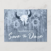 ダスティー素朴ブルーサンフラワーズブルスカル 案内ポストカード (正面)