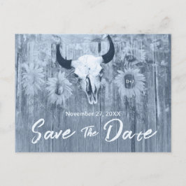 ダスティー素朴ブルーサンフラワーズブルスカル 案内ポストカード