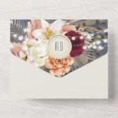 ダスティー素朴ブルーストリングライトフローラの結婚数 オールインワン招待状 (裏面)