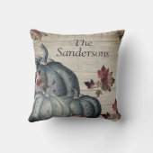 ダスティー素朴ブルーパンプキン紅葉ウッドスローP クッション (裏面)