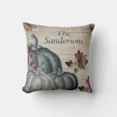 ダスティー素朴ブルーパンプキン紅葉ウッドスローP クッション (正面)