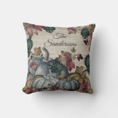 ダスティー素朴ブルーパンプキン紅葉ウッド クッション (正面)