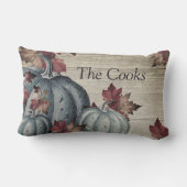 ダスティー素朴ブルーパンプキン紅葉ウッド ランバークッション (裏面)