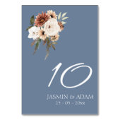 ダスティー素朴ブルーピーチ結婚フローラのテーブルN.o テーブルナンバー (正面)