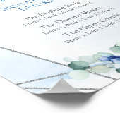 ダスティー素朴ブルーフローラシルバーの看板ドリンク ポスター (角)