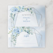 ダスティー素朴ブルーフローラシルバーフレーム座席表 プレイスカード (外部開封)