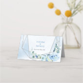 ダスティー素朴ブルーフローラシルバーフレーム座席表 プレイスカード (裏面)