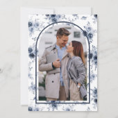 ダスティー素朴ブルーフローラフォトブライダルシャワー 招待状 (裏面)