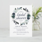 ダスティー素朴ブルーフローラブライダルシャワー 招待状 (スタンド正面)
