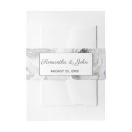 ダスティー素朴ブルーフローラ結婚ズ 招待状ベリーバンド