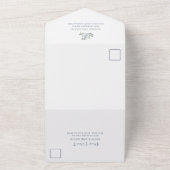 ダスティー素朴ブルーフローラ |水色結婚の オールインワン招待状 (外側)