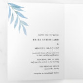 ダスティー素朴ブルーボタニカルフォトエレガントな結婚式 三つ折り招待状 (内部最初)