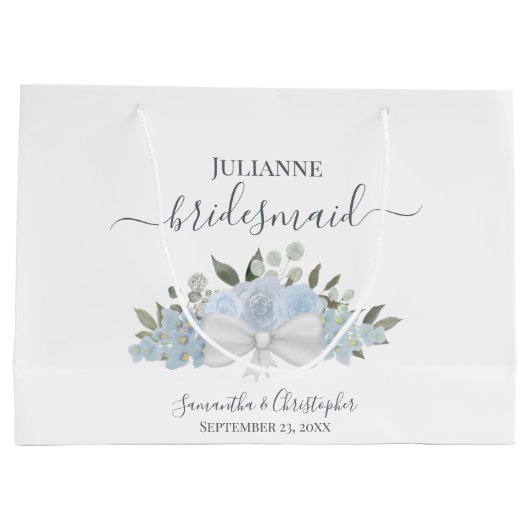 ダスティー素朴ブルーボホフローラのブ結婚リーデスメイド ラージペーパーバッグ (裏面)
