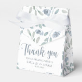 ダスティー素朴ブルーユーカリ結婚の感謝 フェイバーボックス (正面サイド)