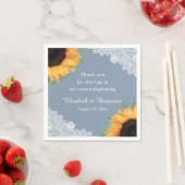 ダスティー素朴ブルーレースひまわりフローラ結婚ズ スタンダードカクテルナプキン (インサイチュ)
