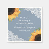 ダスティー素朴ブルーレースひまわりフローラ結婚ズ スタンダードカクテルナプキン (正面)