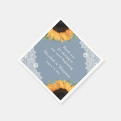 ダスティー素朴ブルーレースひまわりフローラ結婚ズ スタンダードカクテルナプキン (角)