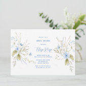 ダスティー素朴ブルーワイルドフラワーズブライダルシャワー 招待状 (スタンド正面)
