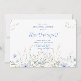 ダスティー素朴ブルーワイルドフラワー花嫁昼食会 招待状