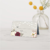 ダスティー素朴ブルー結婚座席表 プレイスカード (正面)