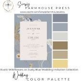 ダスティー素朴・ブルーの野結婚花 招待状