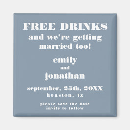 ダスティー結婚したブルーの無料ドリンクの日付を保存 マグネット