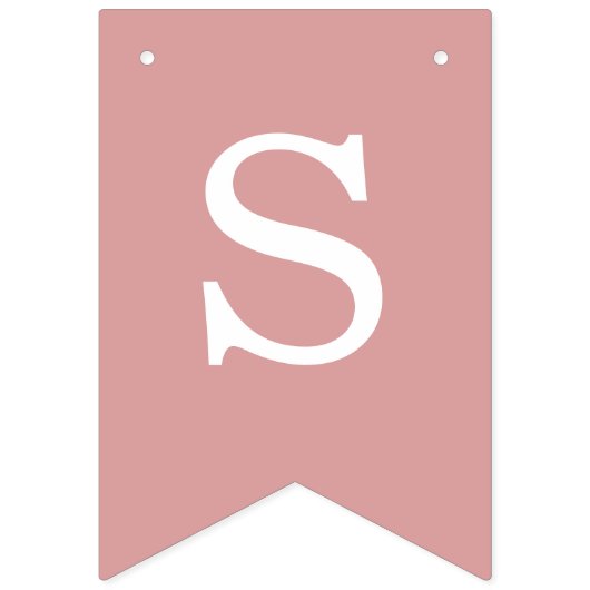 ダスティー結婚バラの新郎新婦の名前シンプルピンク バンティングフラッグ (第1の旗)