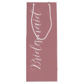 ダスティー結婚バラの花嫁の様式化スクリプト ワインギフトバッグ (裏面)