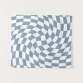 ダスティー結婚ブルーのコレクシ市松模様にョン タペストリー (正面(横))