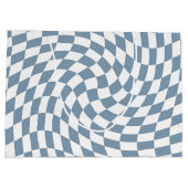 ダスティー結婚ブルーのコレクシ市松模様にョン ラージペーパーバッグ (裏面)