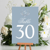 ダスティー結婚ブルーのテーブルナンバーモノグラムモチーフ テーブルナンバー