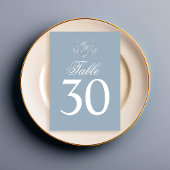 ダスティー結婚ブルーのテーブルナンバーモノグラムモチーフ テーブルナンバー